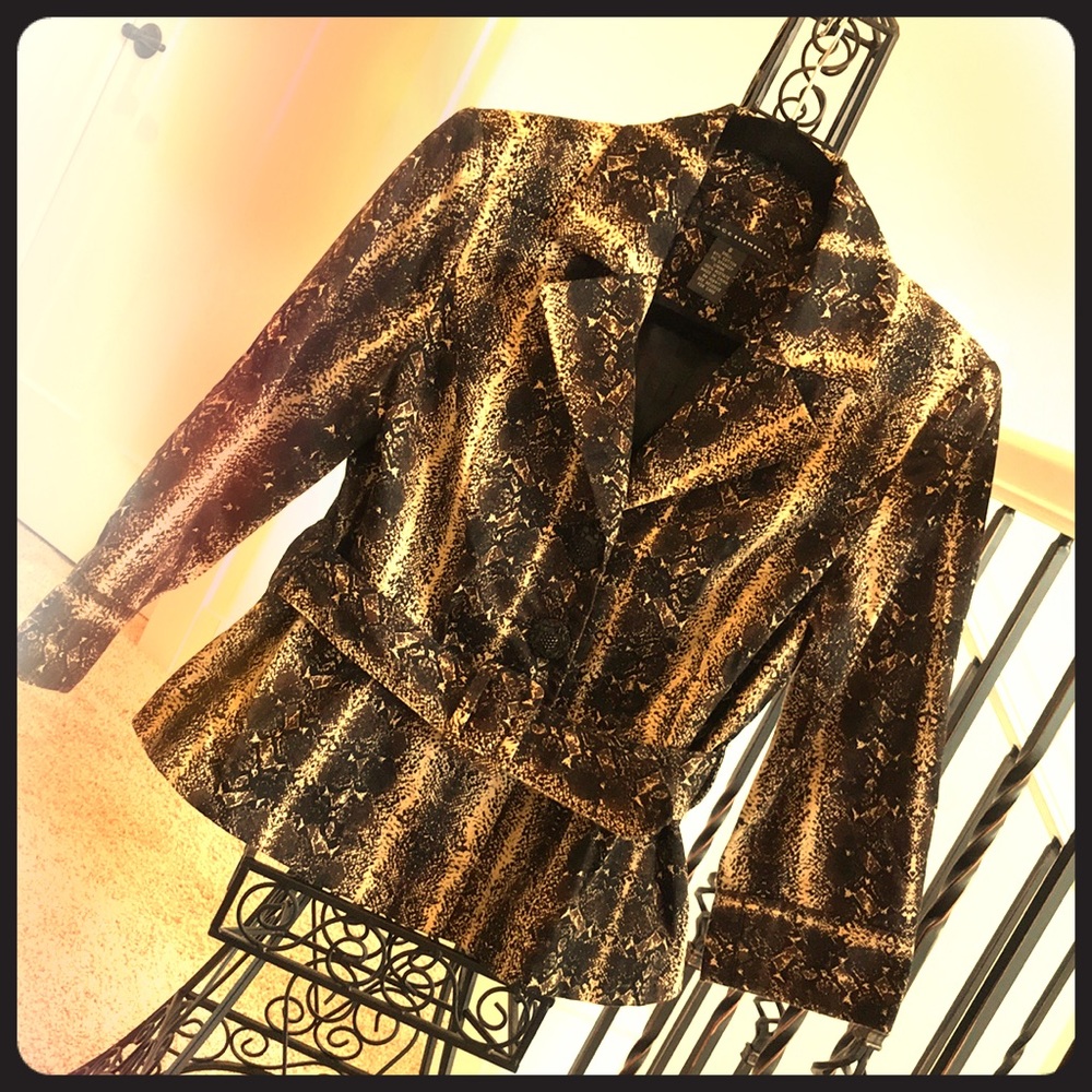 Snakeskin print belted jacket